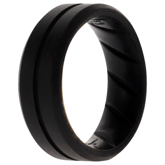 Silicone Wedding BR Middle Line Ring - Basic-Black by ROQ for Men - 11 mm Ring - Picture 1 of 1